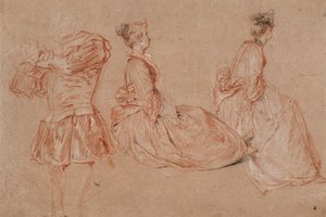Studien eines Flötenspielers und zweier Frauen, 1717