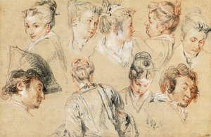 Studie von Köpfen von Jean Antoine Watteau