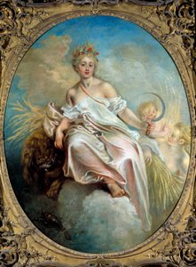 Sommer Allegorie der Jahreszeiten, eine junge Frau hält eine Sichel in der Hand von Jean Antoine Watteau