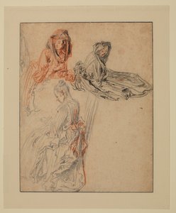 Drei Studien weiblicher Figuren, 1716 - 1718 circa von Jean Antoine Watteau