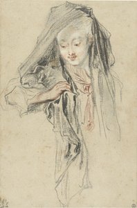 Frau mit Schleier von Jean Antoine Watteau