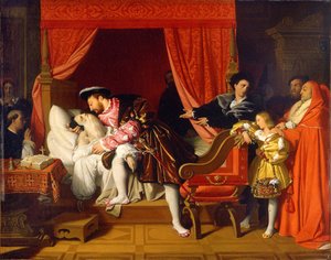 Franz I. empfängt die letzten Atemzüge von Leonardo da Vinci von Jean Auguste Dominique Ingres