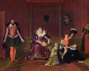 Heinrich IV. (1553-1610) König von Frankreich und Navarra spielt mit seinen Kindern, während der spanische Botschafter eintritt, 1817 von Jean Auguste Dominique Ingres