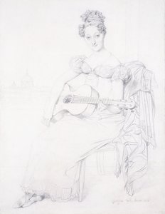 Porträt von Miss Elizabeth Keating, die ihre Gitarre spielt von Jean Auguste Dominique Ingres