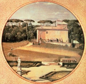 Raphaels Casino von der Villa Borghese in Rom aus gesehen von Jean Auguste Dominique Ingres