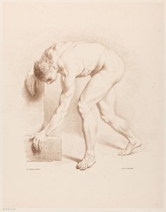 Gebückter nackter Mann von Jean Augustin Daiwaille