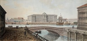 Ansicht der Akademie der Schönen Künste von der Newa in Sankt Petersburg von Jean Balthazard de la Traverse