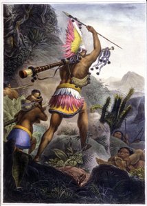Ein Coroado-Indianer gibt das Signal zum Rückzug, 1839