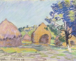 Heuhaufen in Saint-Cheron (Pastell auf Papier) von Jean Baptiste Armand Guillaumin