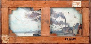 Landschaft mit einer Fabrik an der Seine, Rückseite von Die Seine, ca. 1867