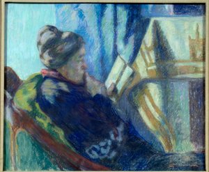 Lesen. Alte Frau liest ein Buch in ihrem Stuhl von Jean Baptiste Armand Guillaumin