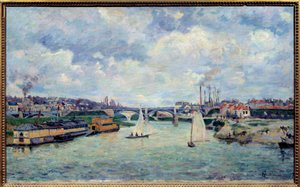 Der Hafen von Charenton. Ansicht der Stadt Charenton-le-Pont von Jean Baptiste Armand Guillaumin