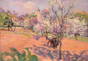 Zwei Bauern säen Bohnen in einem Obstgarten von Jean Baptiste Armand Guillaumin