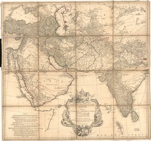 Relief durch Schraffuren und bildlich dargestellt. LC-Kopie mit Tintenannotationen zur Darstellung von Grenzen. Auch über die Website der Library of Congress als Rasterbild verfügbar von Jean Baptiste Bourguignon dAnville