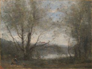 Ein Teich durch die Bäume gesehen von Jean Baptiste Camille Corot