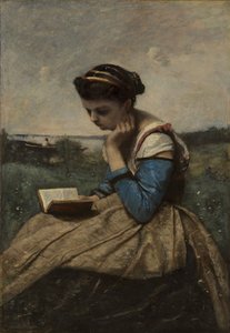 Eine Frau liest, 1869 und 1870 von Jean Baptiste Camille Corot