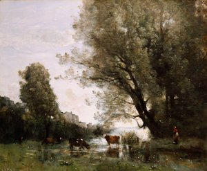 Ufer eines Teiches in der Normandie von Jean Baptiste Camille Corot