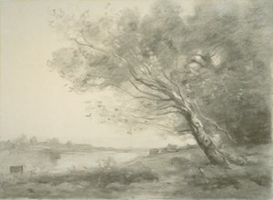 Gebogener Baum am Wasser von Jean Baptiste Camille Corot