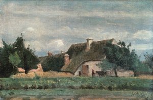 Ländliche Szene, Frau mit einer Kuh von Jean Baptiste Camille Corot