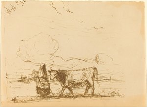Kuh und ihr Hüter (La Vache et sa gardienne) von Jean Baptiste Camille Corot