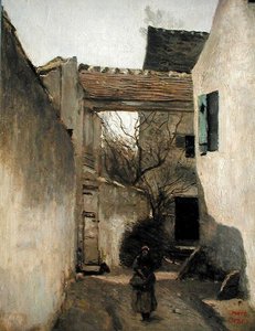 Ecouen, Ecke des Dorfes, ca. 1870 von Jean Baptiste Camille Corot