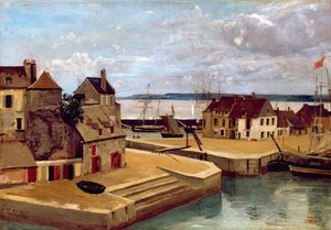Honfleur, Häuser am Kai von Jean Baptiste Camille Corot
