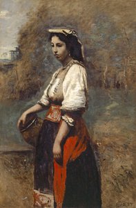 Italienische Frau am Brunnen von Jean Baptiste Camille Corot