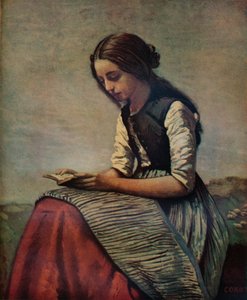 La petite Liseuse ou Jeune bergère assise et lisant, um 1855