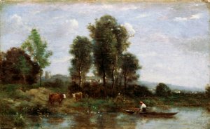Landschaft mit einem Fluss, 19. Jahrhundert von Jean Baptiste Camille Corot