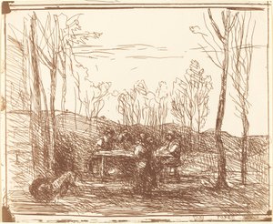 Mittagessen in einer Lichtung Un Déjeuner dans la clairière, 1857 von Jean Baptiste Camille Corot