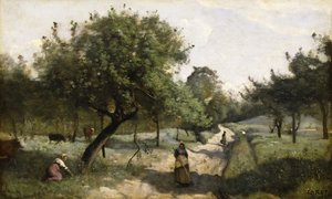 Pfad mit Apfelbäumen, 1850-60 von Jean Baptiste Camille Corot