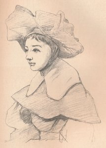 Porträt einer jungen Frau mit großem Hut, My Hagar, um 1830
