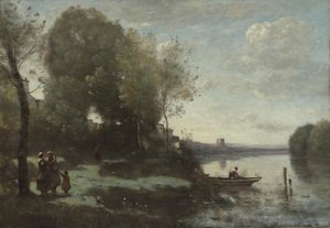 Fluss mit einem fernen Turm, 1865