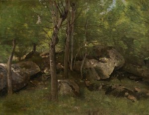 Felsen im Wald von Fontainebleau, 1860-1865 von Jean Baptiste Camille Corot
