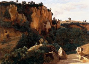 Felsiges Waldtal bei Civita Castellana von Jean Baptiste Camille Corot
