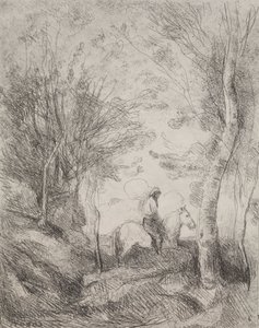 Der große Kavalier im Wald, Originaldruck 1854, gedruckt 1921 von Jean Baptiste Camille Corot