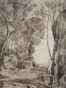 Der kleine Hirte, Originaldruck 1855, gedruckt 1921 von Jean Baptiste Camille Corot