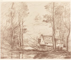 Die Mühle von Cuincy, bei Douai (Le Moulin de Cuincy, pres Douai) von Jean Baptiste Camille Corot