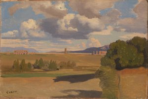 Die römische Campagna mit dem Claudius-Aquädukt, ca. 1826 von Jean Baptiste Camille Corot