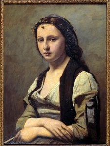 Die Frau mit der Perle von Jean Baptiste Camille Corot
