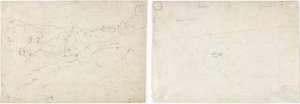 Ansicht von Marino (recto); Skizze für eine Landschaft (verso) von Jean Baptiste Camille Corot