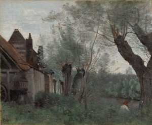 Weiden und Bauernhaus in Sainte-Catherine-lès-Arras von Jean Baptiste Camille Corot