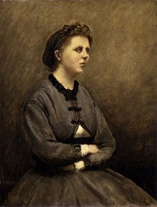 Frau in Grau von Jean Baptiste Camille Corot