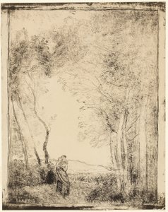 Junge Mutter am Waldrand von Jean Baptiste Camille Corot