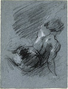 Rückansicht einer sitzenden Figur, die den linken Arm hebt von Jean Baptiste Carpeaux