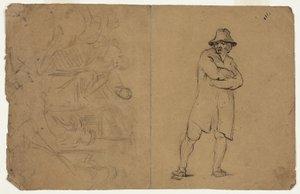 Zwei Skizzen: Stehender Mann mit verschränkten Armen und Gruppe von Figuren von Jean Baptiste Carpeaux