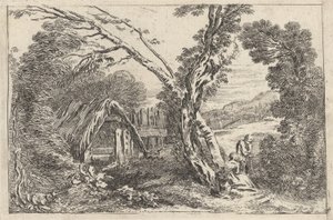 Mann und Frau beim Graben, Platte aus "Ein neues Buch der Landschaften", 1637