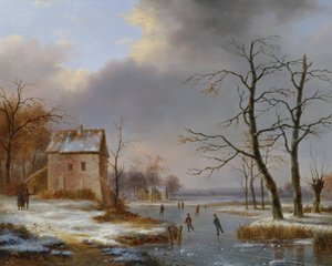 Schlittschuhlaufen auf einem zugefrorenen Fluss