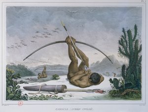 Cabocle-Indianer, der Vögel mit Pfeil und Bogen jagt, aus Voyage Pittoresque et Historique au Bresil, veröffentlicht 1839