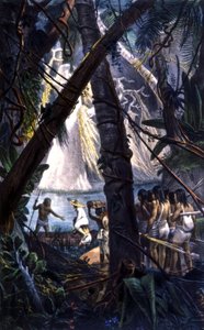 Goyana-Indianer im Amazonaswald. Lithographie 1839